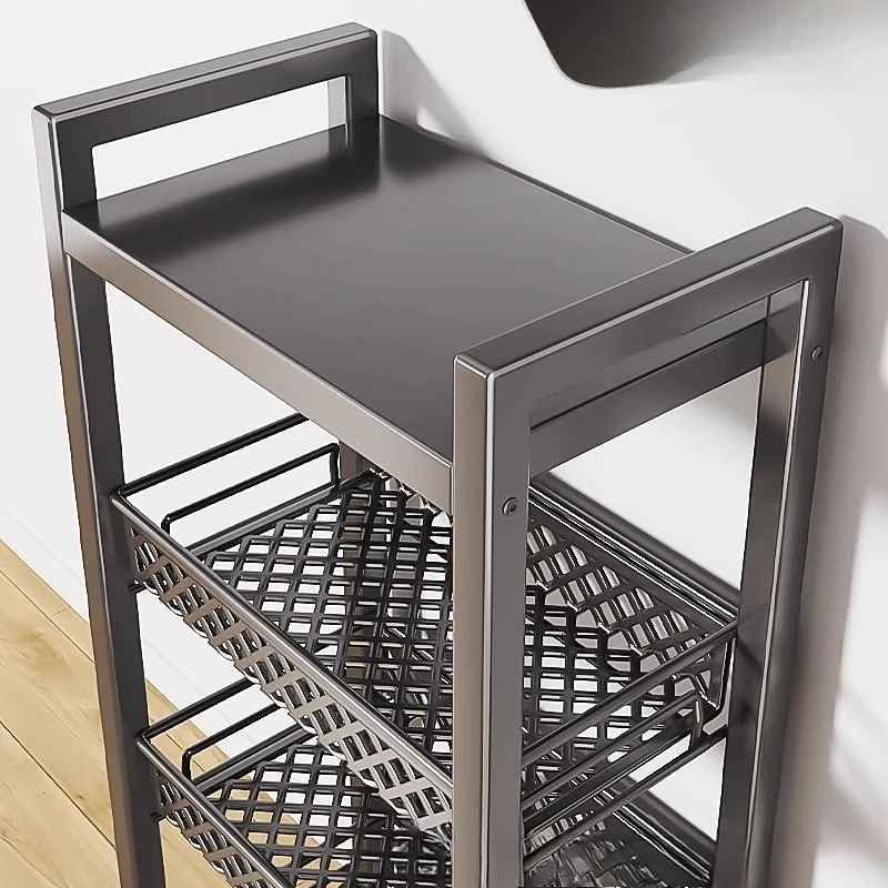 

Stainless steel kitchen rack, vegetable basket, pot storage rack, floor-to-ceiling multi-layer multifunctional household trolley