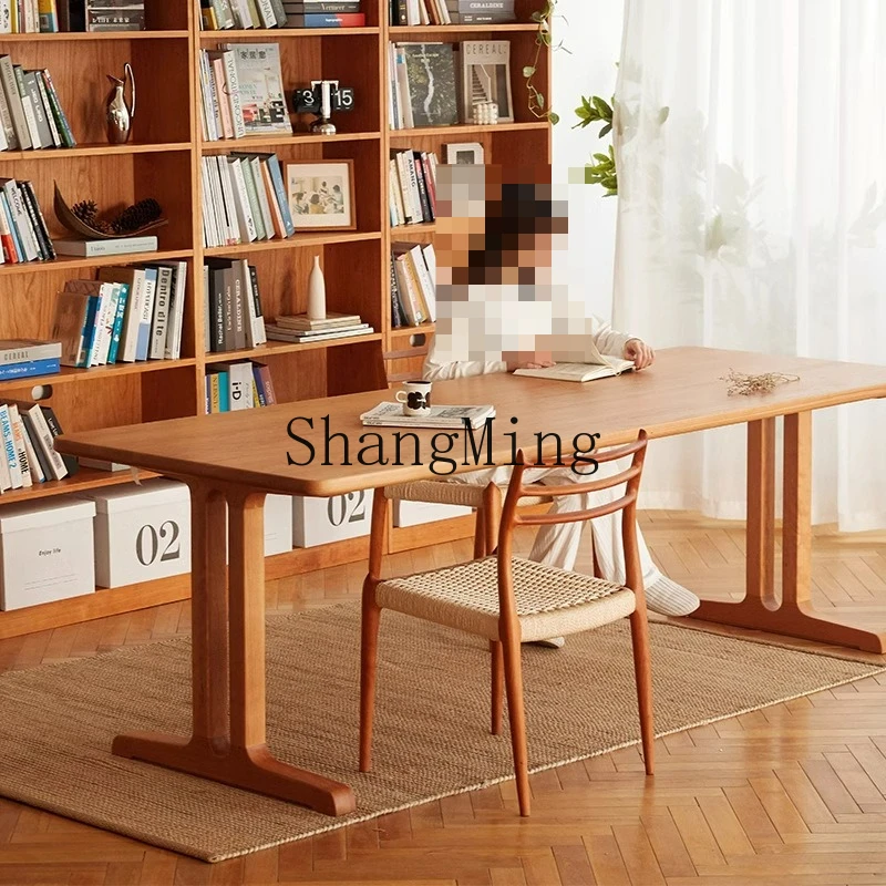 

SM Geometric Large Desk Work Table Full Solid Wood Dining Table Living Room Double Desk