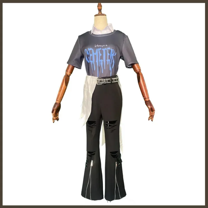 لعبة الهوية الخامس Ithaqua ساعة ليلية تأثيري حلي روك باند معطف مقنع قميص موحد مجموعة كاملة شعر مستعار رجل كرنفال حفلة البدلة ؛ 2'