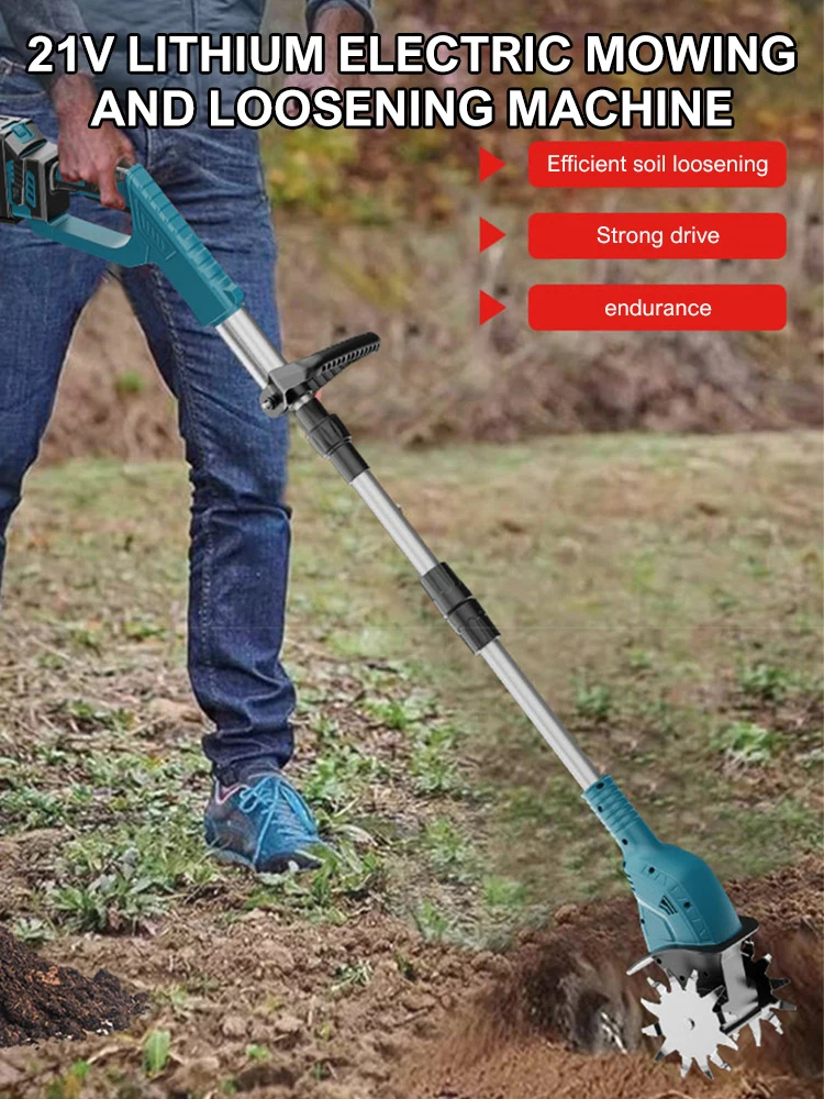 

Cultivator 21V Electric Tiller for Makita Battery 4 Blades Electric Lawn Mower Cordless Grass Trimmer Garden Tools(NO Battery)