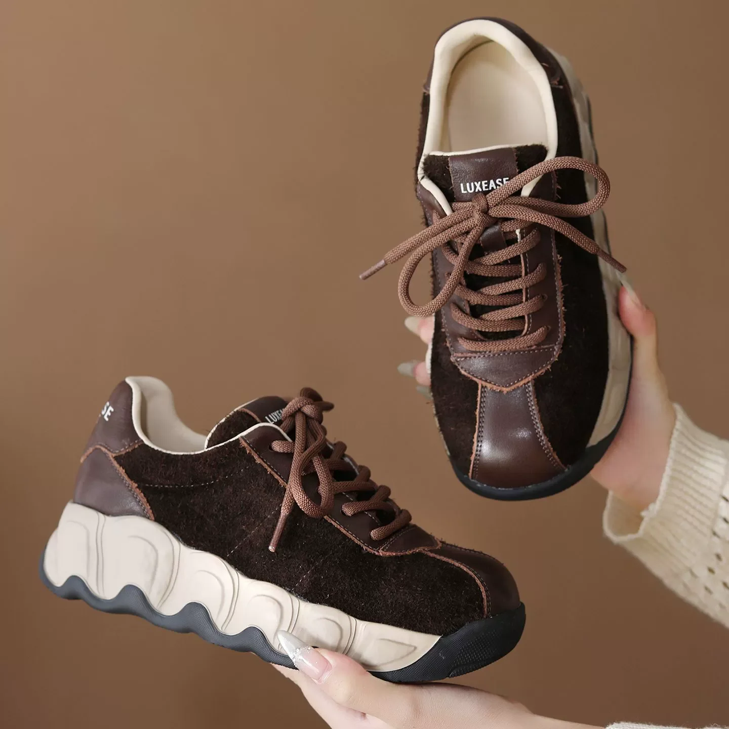 

GKTINOO Women's Sneakers Genuine Leather Sports Shoe Lace-up Thick Soled 2025 New Handmade Comfortable Retro Platform Flat Shoes