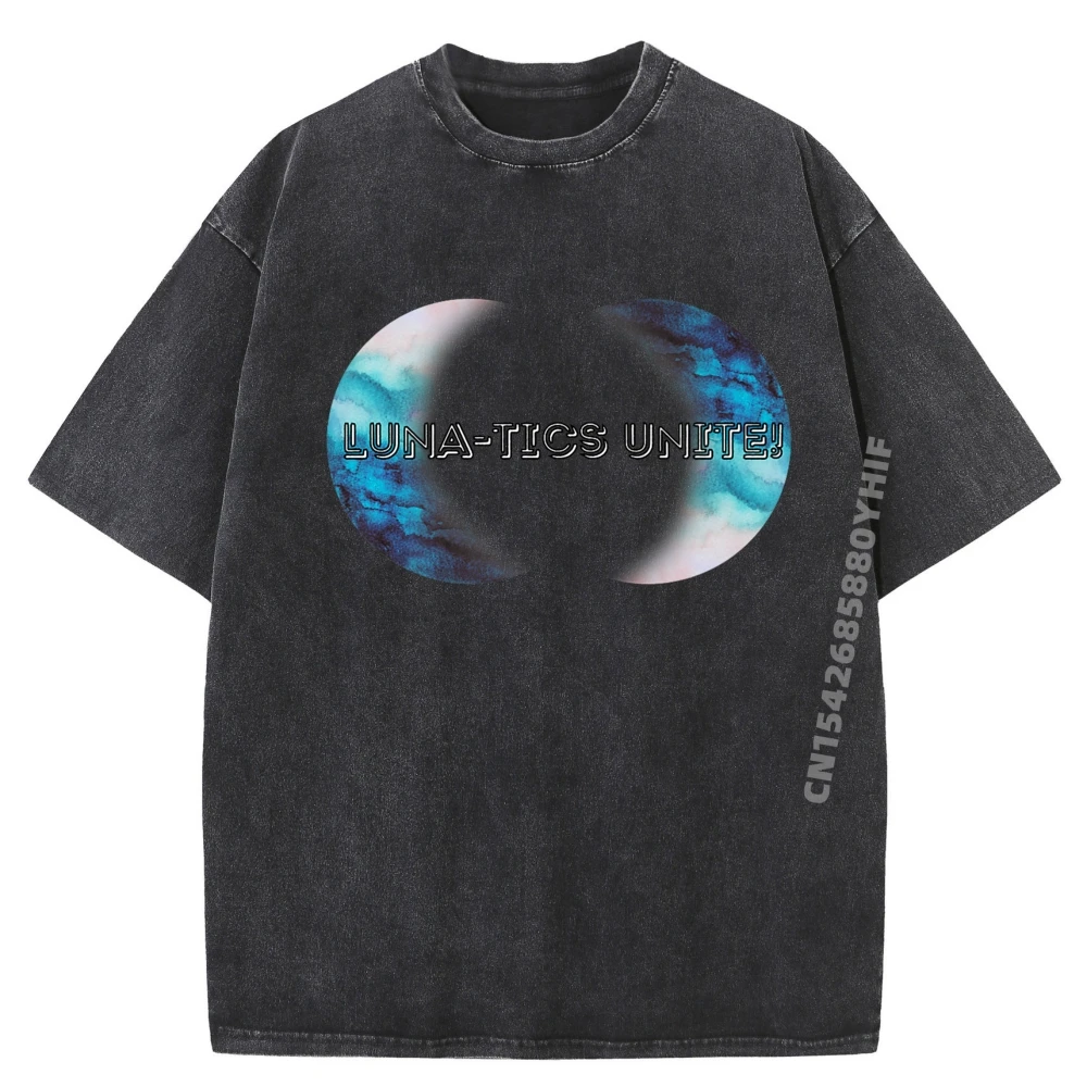 

Luna Tics Unite Funny Moon Lunar Solar Eclipse Celestial Premium Cute Oversized T Shirt Mens Loose Washed Camisetas