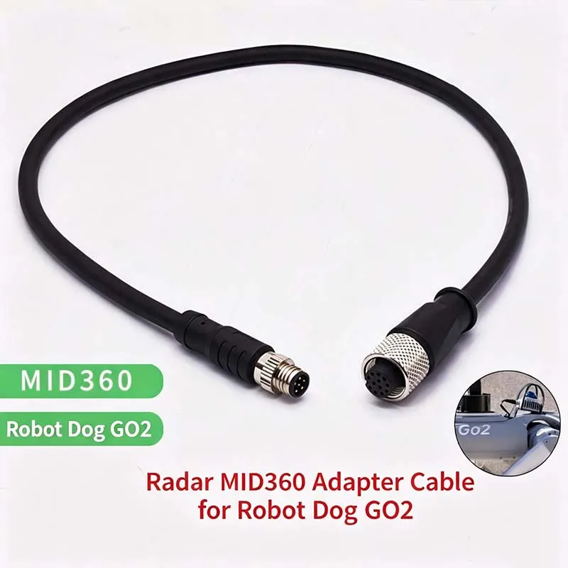 Compatible with mid360 LiDAR; Connection Cable for Machine Dog GO2 (M8 to M12 Aviation Connector)