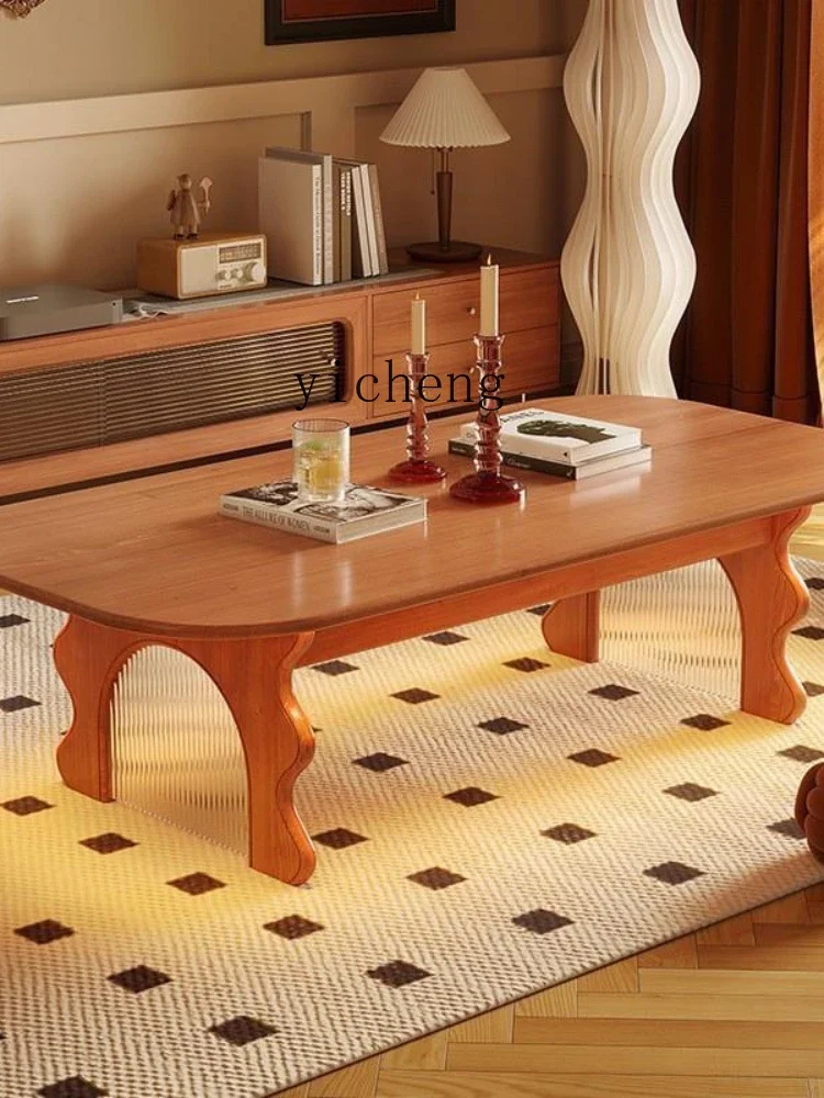 Wave Coffee Table Living Room Small Apartment Can Store Tea Table Solid Wood Tea Table