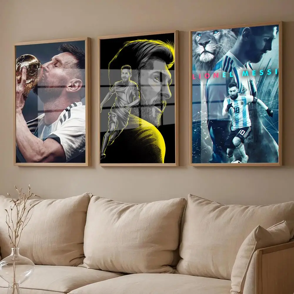Постер с футбольной суперзвездой M-Me-ssiS 10 для декора стен комнаты, водонепроницаемые наклейки для украшения дома, бара, спальни