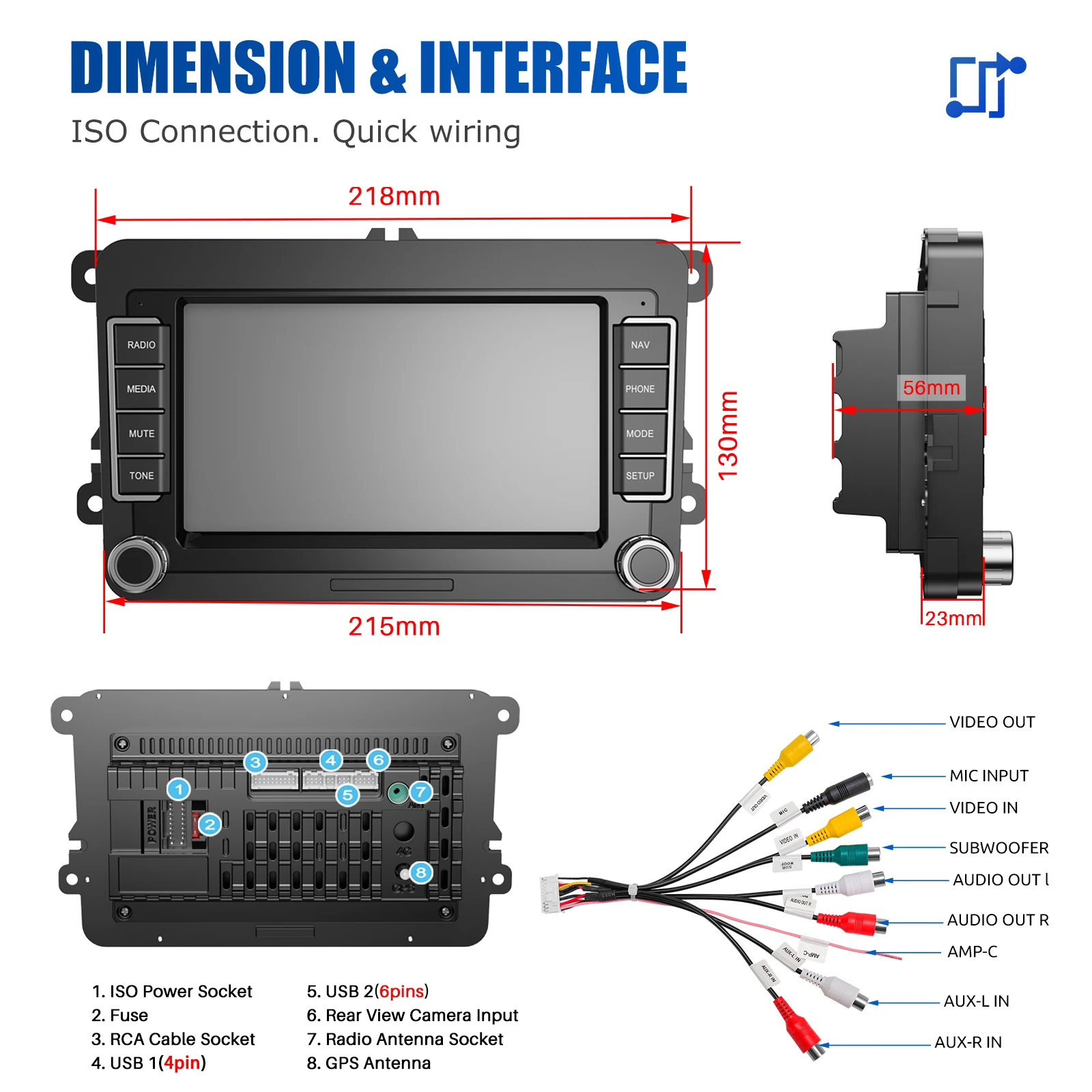 ESSGOO Android 14 Car Radio Wireless Carplay For Volkswagen Passat Skoda Octavia golf 5 6 touran Car Multimedia Player GPS WiFi