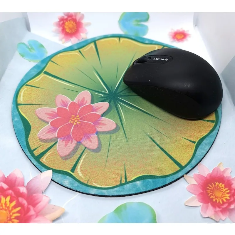 Small round Green Lily Pad DIY Mouse Mat Frog Art Kawaii Stationery Water Lillies Office Desktop Decor Desk accessories Custom