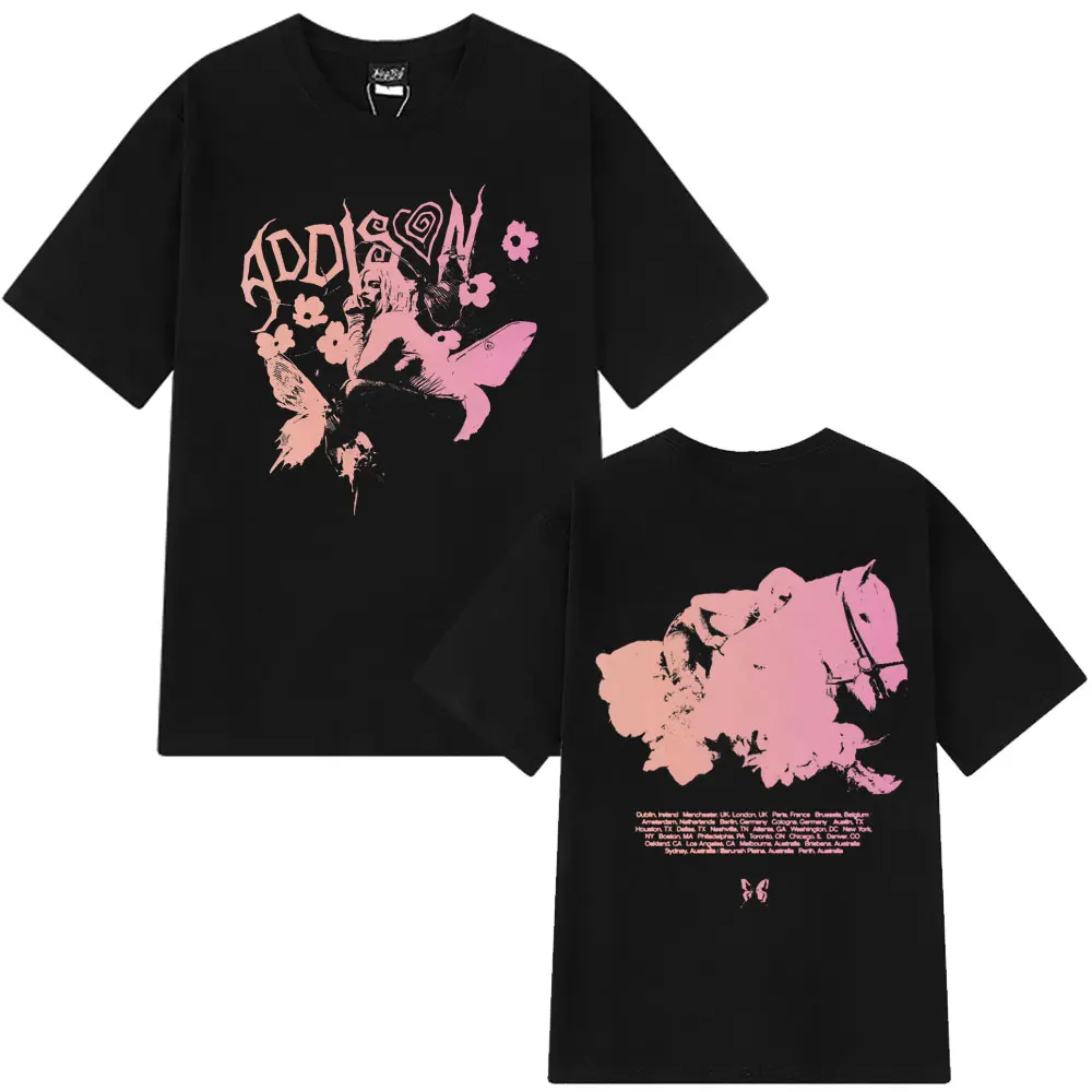 أديسون راي 2025-2026 جولة خمر الجرافيك تي شيرت الرجال النساء جماليات الموضة تي شيرت قصيرة الأكمام القطن Harajuku تي شيرت #1