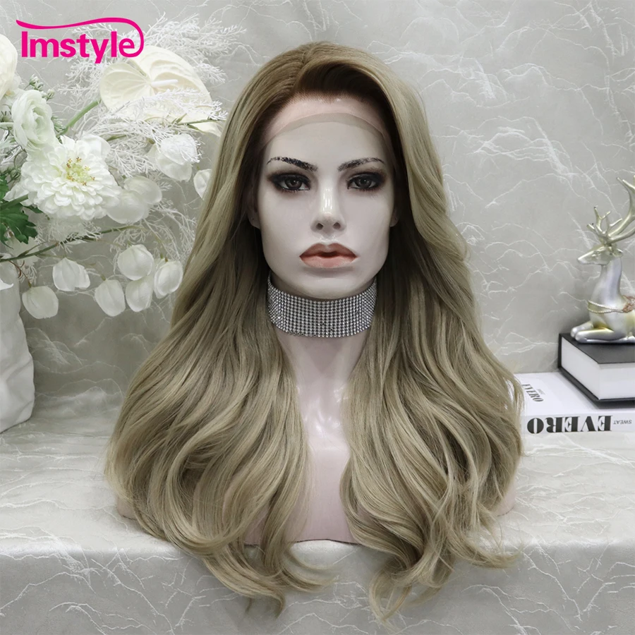 

Imstyle Synthetic Lace Front Wig Brown Wig Natural Wavy Wigs For Women Heat Resistant Fiber Daily Lace Wig