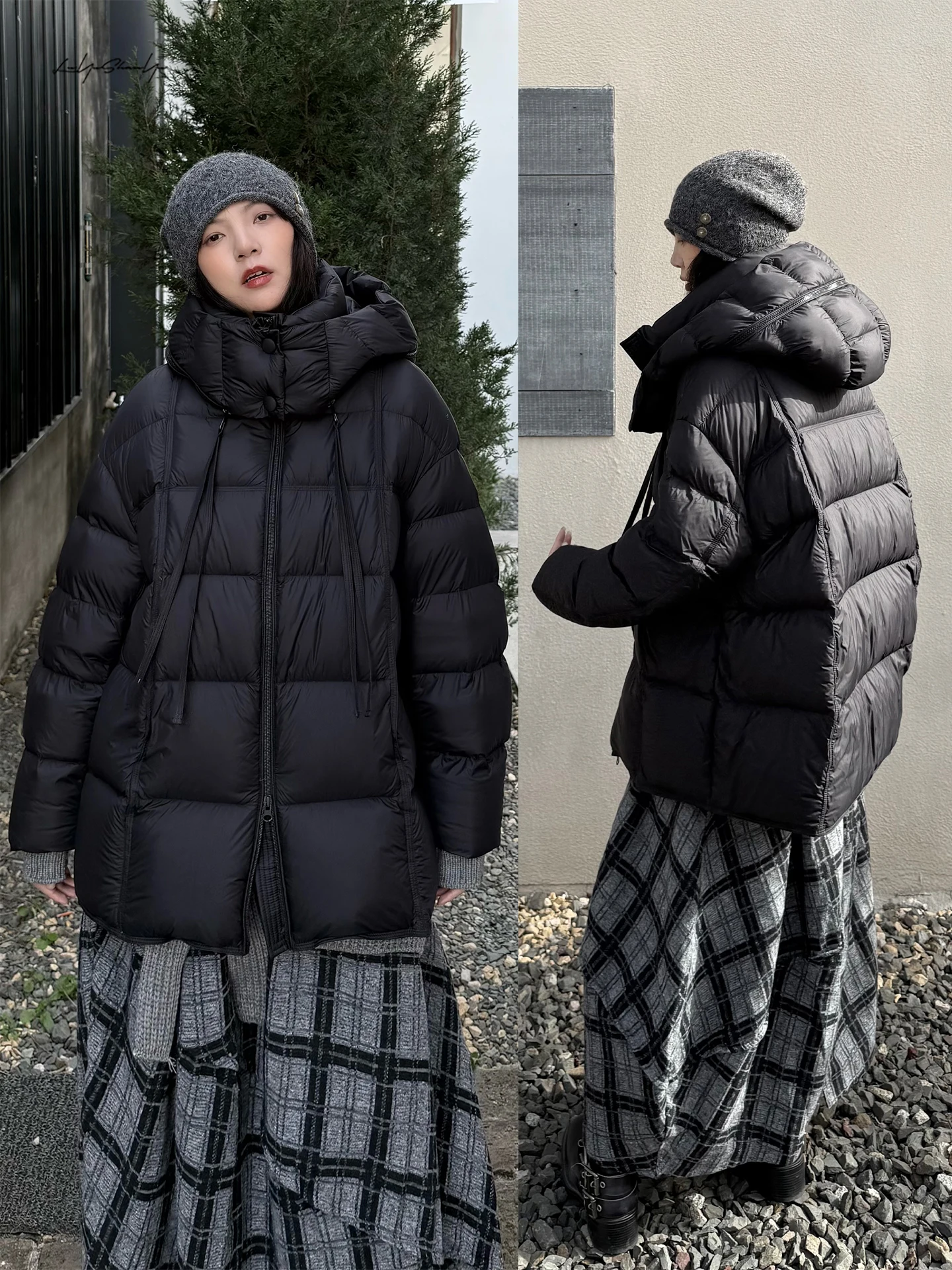 

Зимнее пуховое пальто Jaet Du с капюшоном средней длины, повседневное, на молнии, ветрозащитное, белое, Du Feather Land And Mountain