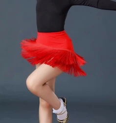 Girls fringe latin dance skirts inclined hem children tassels salsa latin ballroom dance Skirt for kids only Skirt