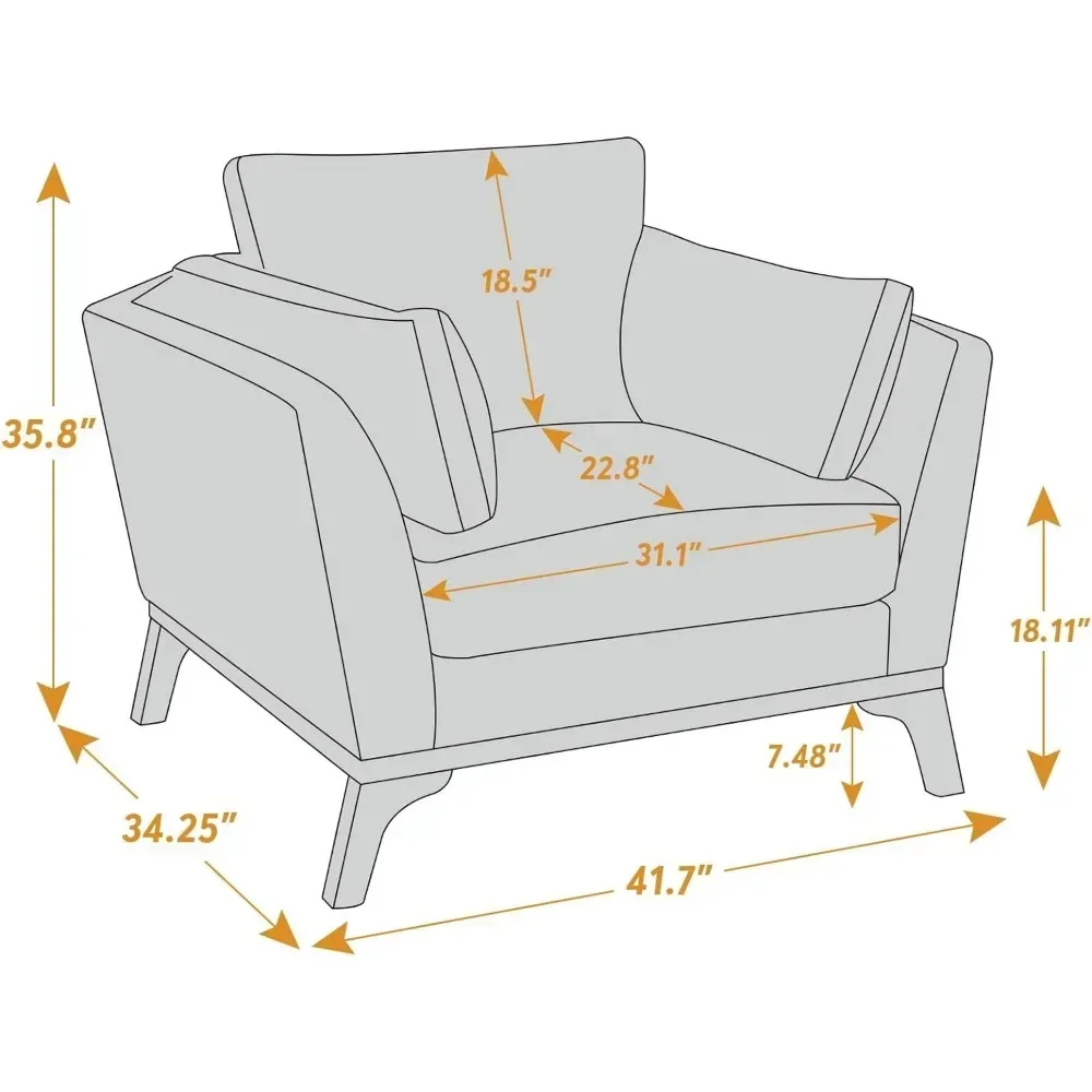 Large-Sized Accent Chair, Thick Cushion Bedroom Reading Chair, Comfortable Living Room Single Sofa, Living Room Chairs