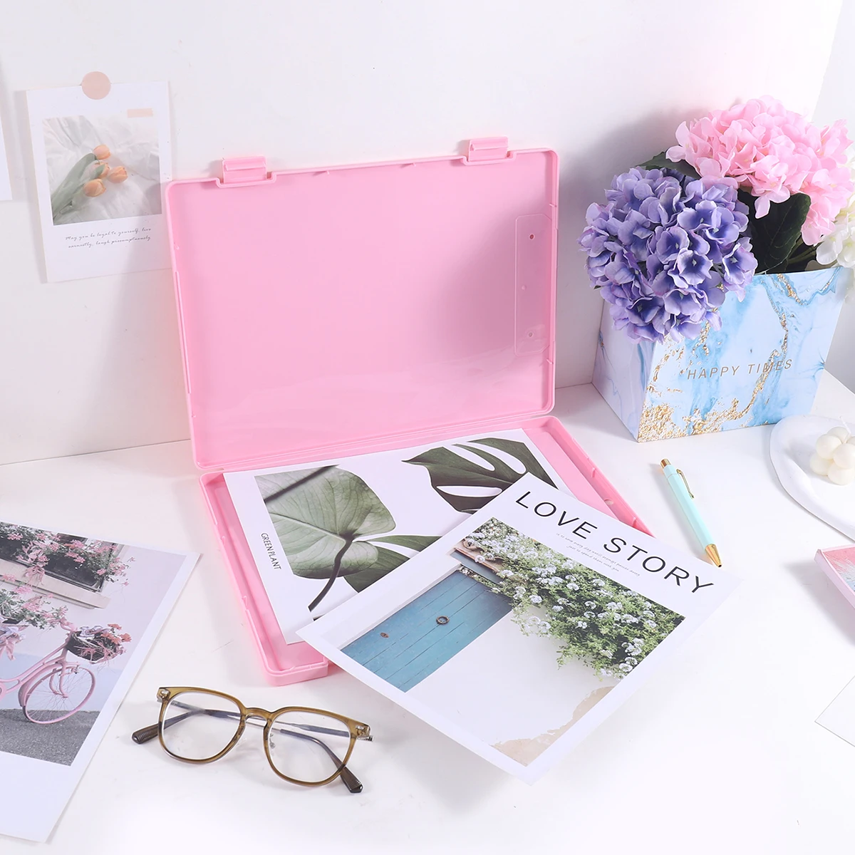 1 PC A4 File Box 2-in-1 Portable Document & Photo Storage Organizer Tool Without Clips Writing Board for Office Use view 4
