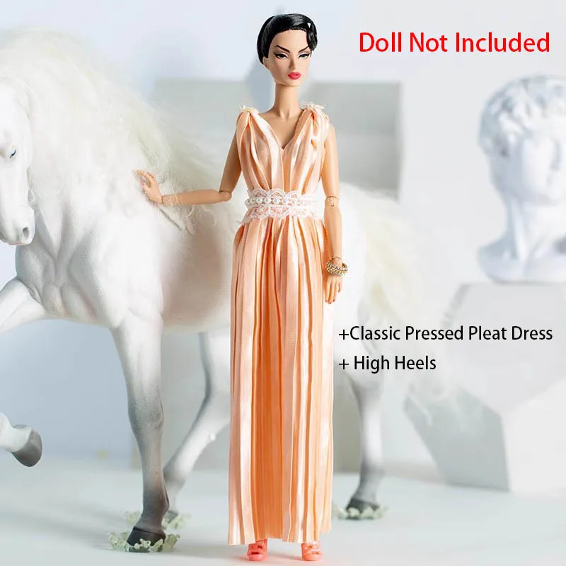 30 centimetri Della Ragazza Della Principessa Supermodelo Vestiti per le Bambole 1/6 di Modo di Lusso Serie Arancione Fiore Abito Da Sera Set FAI DA TE Dress Up Play House Toys
