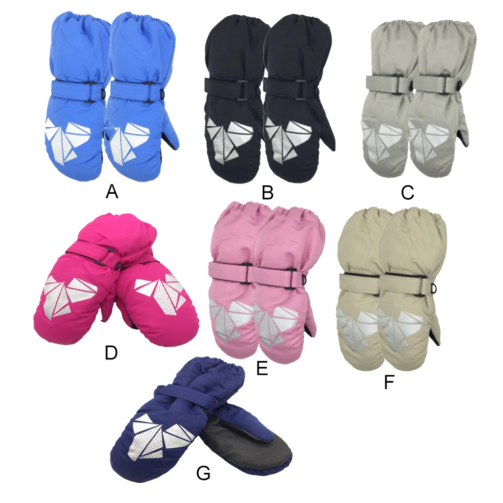 

1 Pair Kids Mittens Winter Waterproof Elastic Design Patterns Thicken