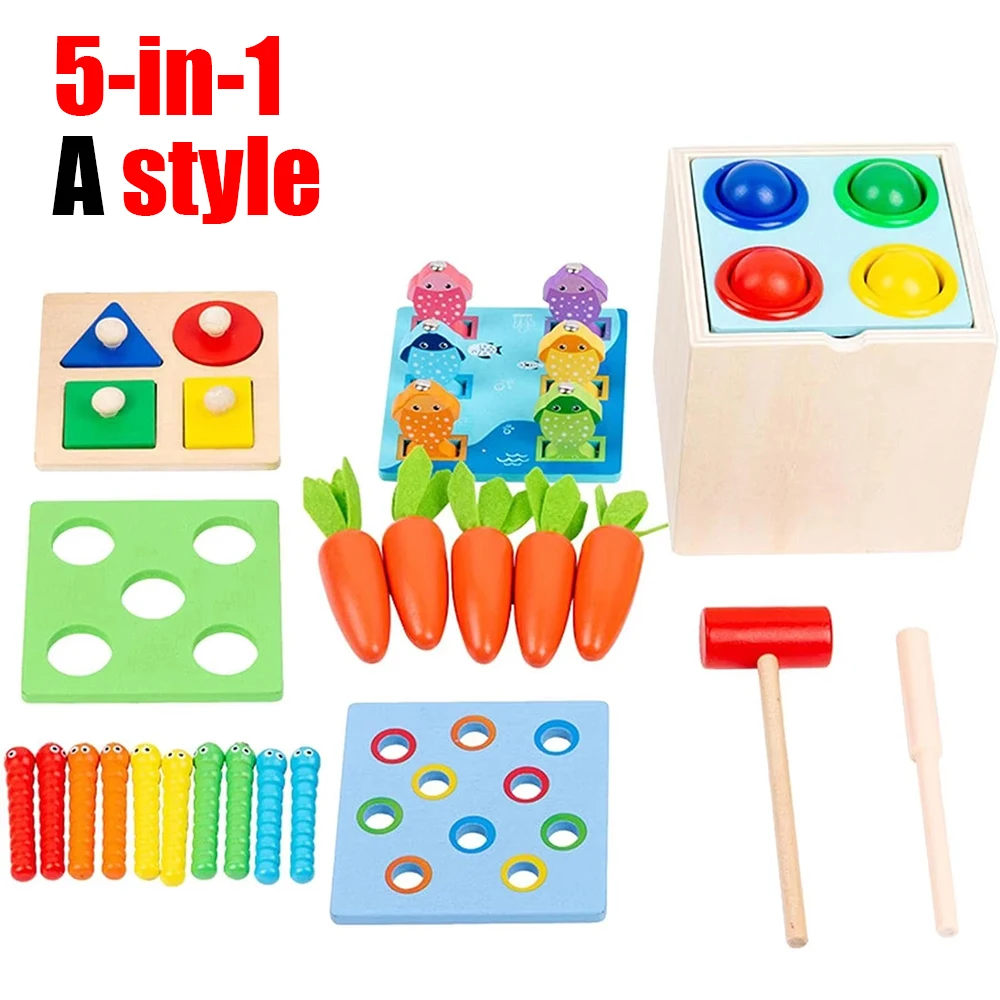 Wooden Montessori Toys Play Kit Sorting  Matching Coin Ball Box Multi-function Stick Exercise Brain Toys Baby Learning Kids Toy