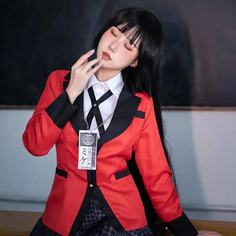 Kakegurui Jabami Yumeko Cosplay Costume Halloween Sayaka Compulsive Gambler Anime School Girl Pleated Skirt Uniform Full Set