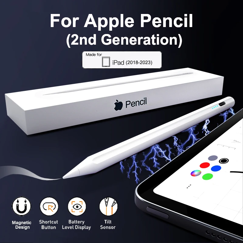 For Apple Pencil 2nd Generation Original iPad Pencil 2 Stylus Pen For iPad Pro 11 12.9 Air 8 9 10 th Mini 2018-2023 Accessories