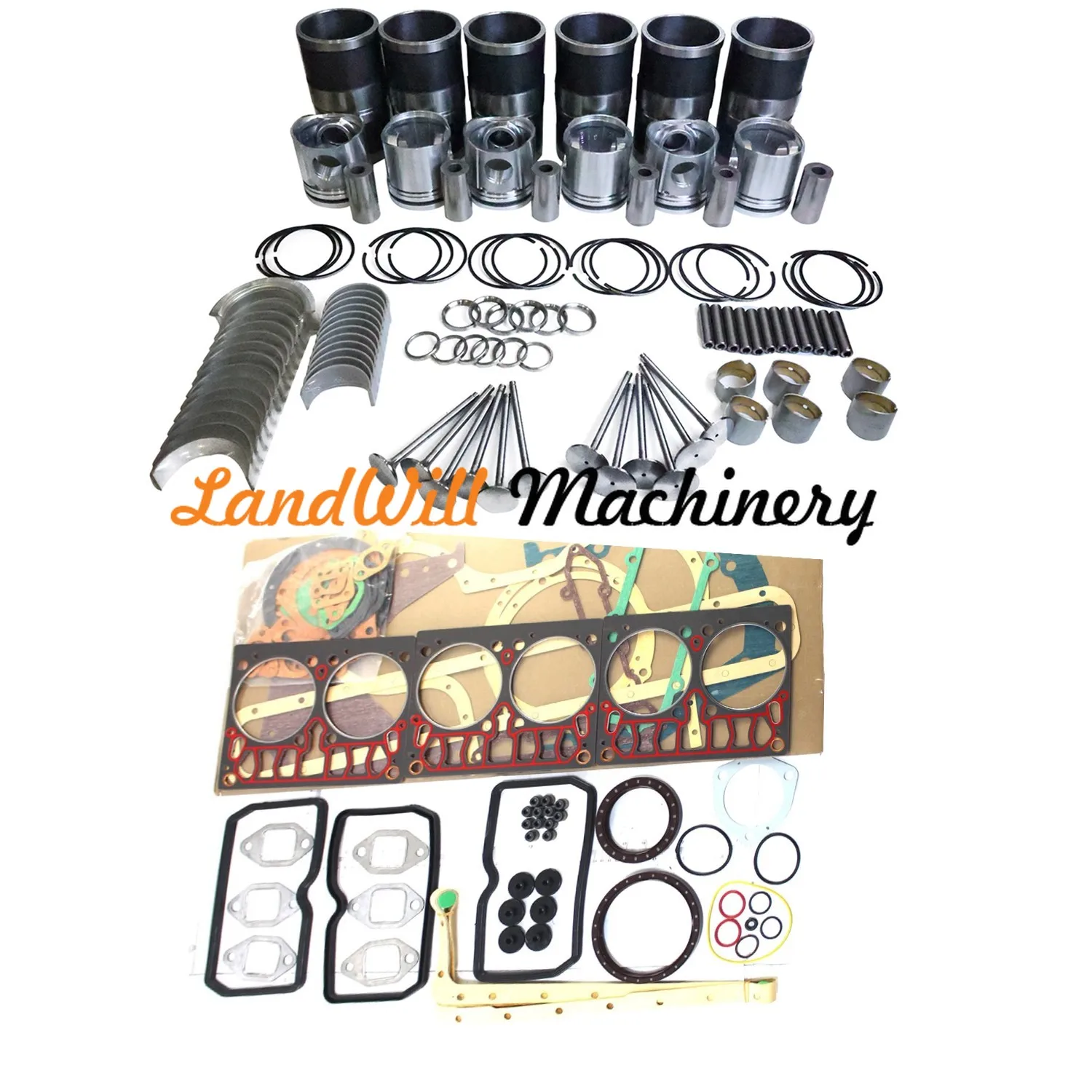 Overhaul Rebuild Kit + 6pcs Connecting Rod Fits For Doosan Daewoo DE08TIS Engine