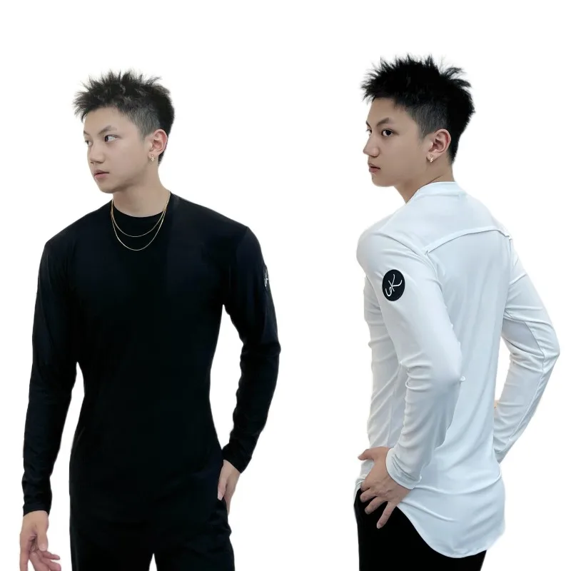 customized 6KDance Basic round neck Latin dance costume for men ballroom dance professional practice top long sleeve