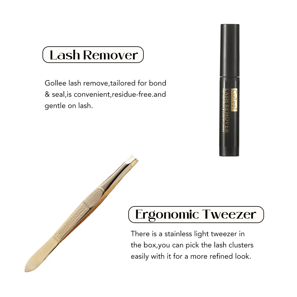 Gollee 168 Kit de cils en grappe 2 en 1 liaison et joint 8 ml durable 3 jours dissolvant de cils usage domestique bricolage faux cils maquillage adhésif