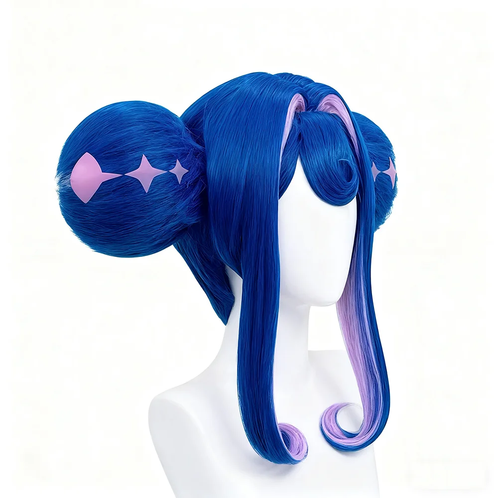Anime Ridders Van Guinevere Cosplay Pruik Vrouwen Lolita Blauw Dubbele Broodjes Haar Hittebestendige Synthetische Pruik Halloween Prop