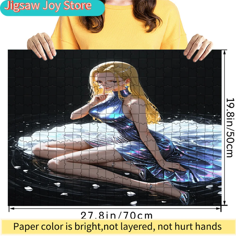 

One Piece Kalifa Long Blonde Hair Glasses Galaxy Dress Water Petal Scene Art Paper Jigsaw Puzzle, CP9 Character Decor, Collectib