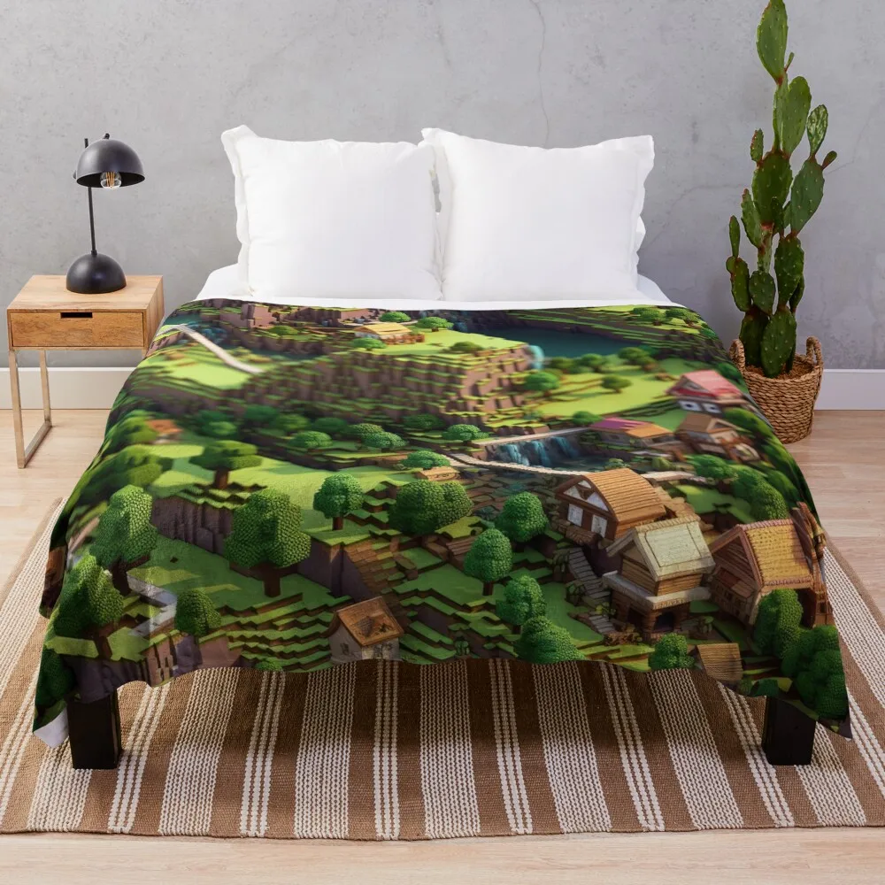 Minecraft Pattern Throw Blanket Bed Fashionable Summer Quilt Blankets