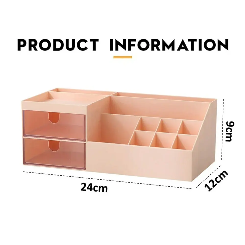 1PC Pink Plastic Desktop Storage Box with Transparent Drawer, a Good Helper for Storing Desktop Items.
