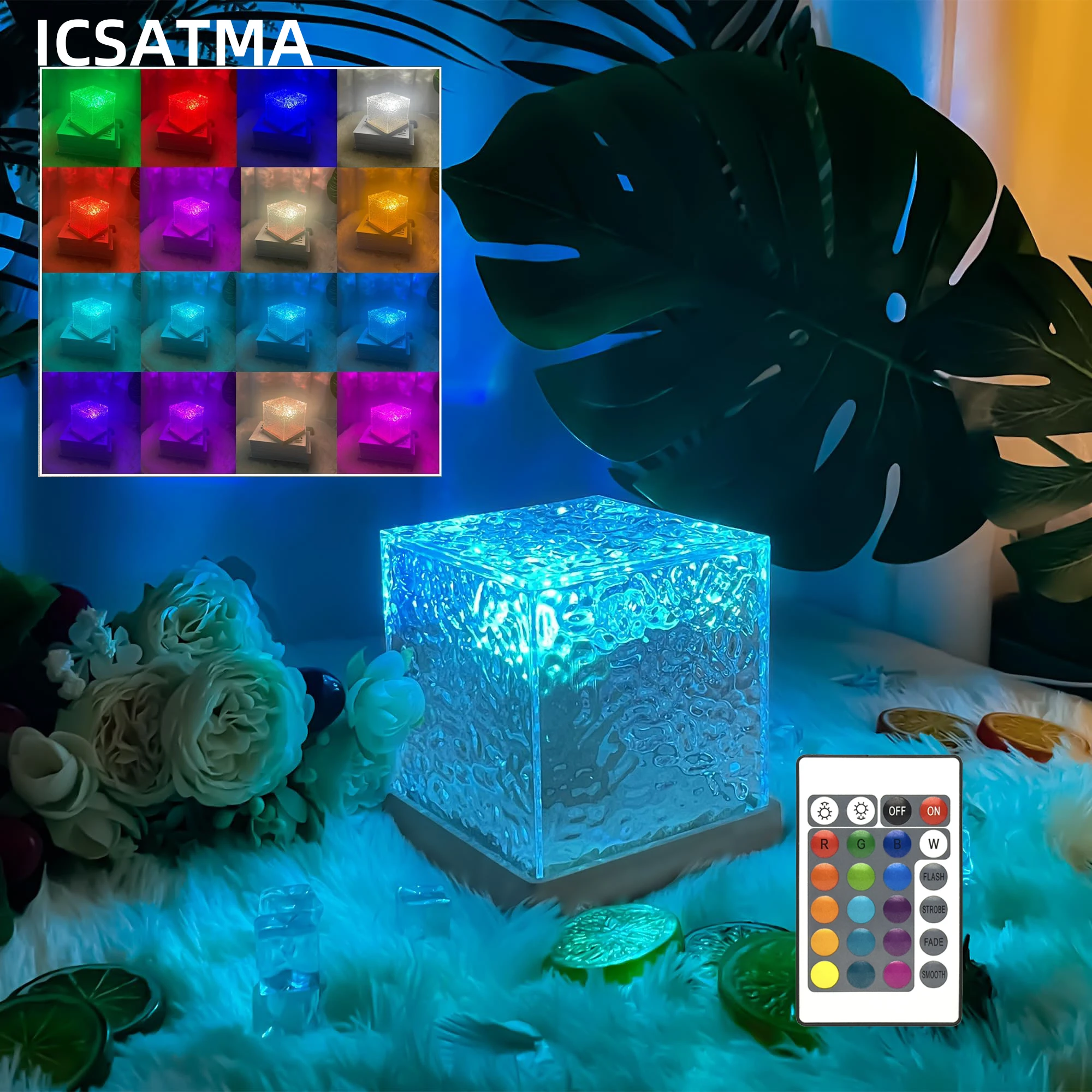 

RGB ночник с дистанционным управлением, проекционная лампа океанской волны, проектор Авроры, домашний декор, настольный маленький ночник