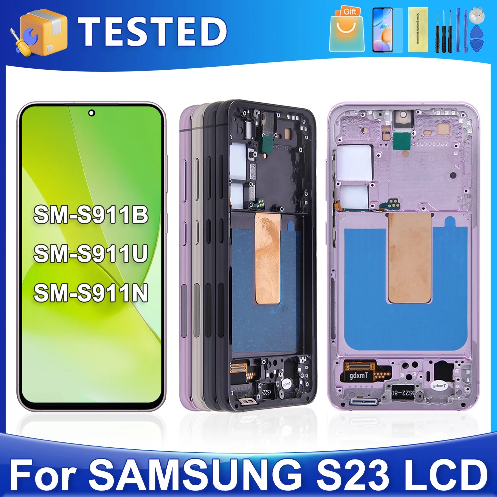 

S23 5G For Samsung Tested For S23 S911B S911U S911W S911N S911E LCD Display Touch Screen Digitizer Assembly Replacement