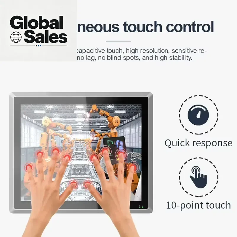 Industrial Panel PC Wall Mount All in One Computer with Windows Android 10.4 12.1 15 17 19 Inch LCD Touch Screen for Factory