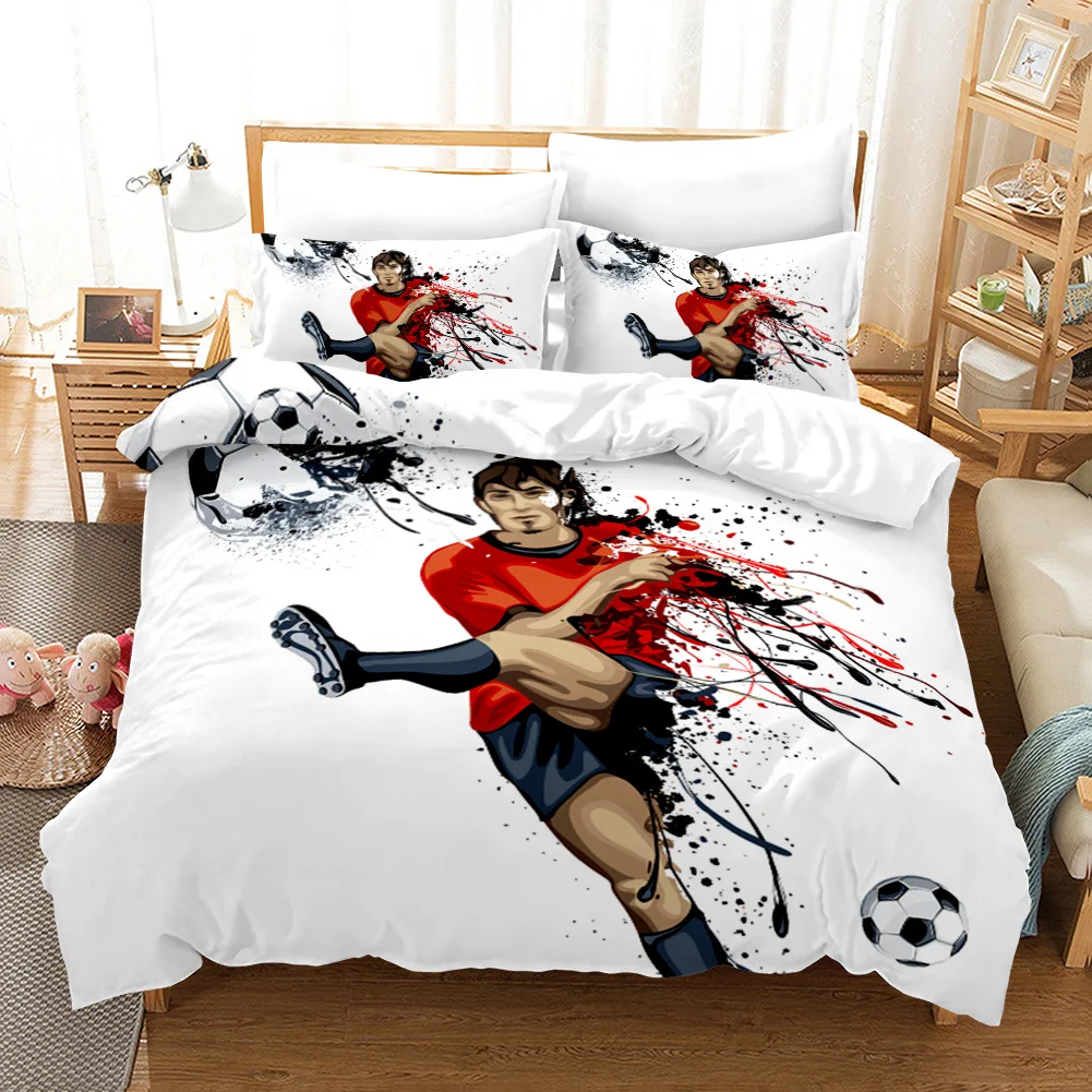

Soccer Duvet Cover Set Football Yin And Yang Pattern Cool Colour Polyester Comforter Cover King Queen Size For Football Player