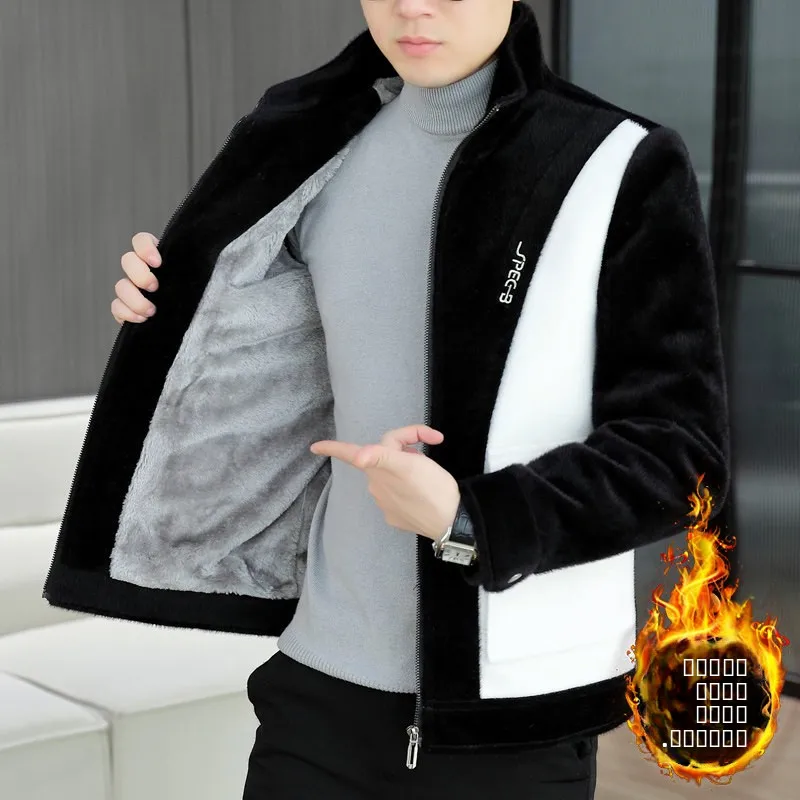 

Мужское зимнее пальто из шерсти с имитацией меха норки, повседневная верхняя одежда, модель 9090