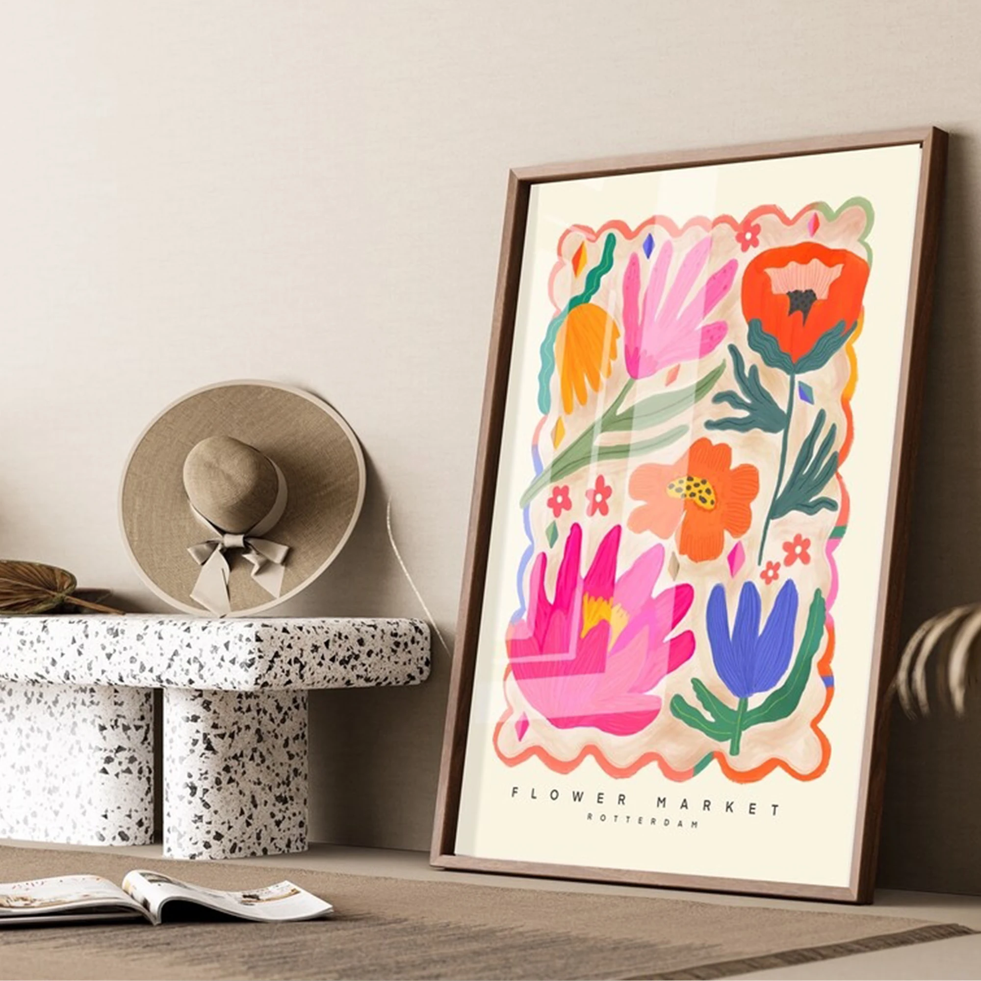 Modern Abstract Colourful Flower Market Wall Art Print Canvas Painting Poster Picture For Living Room,Bedroom Home Decor