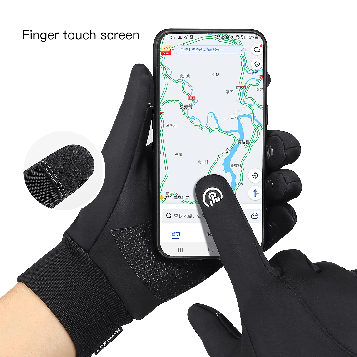Autumn Winter Warm Gloves Cycling Hiking Men Women Touchscreen Gloves Anti Slip Zipper Water-Repellent Windproof Camping Driving