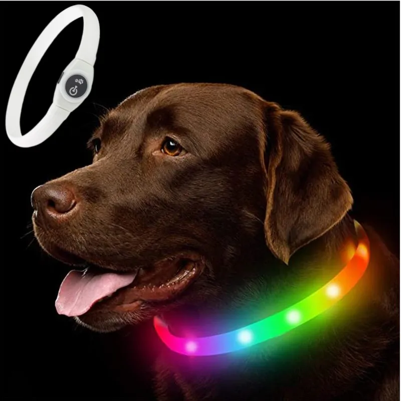 New Led Luminous Dog Collar PVC Waterproof , For Large Medium Small Dogs Collar Usb Light Night Safety Pet Glowing Accessories
