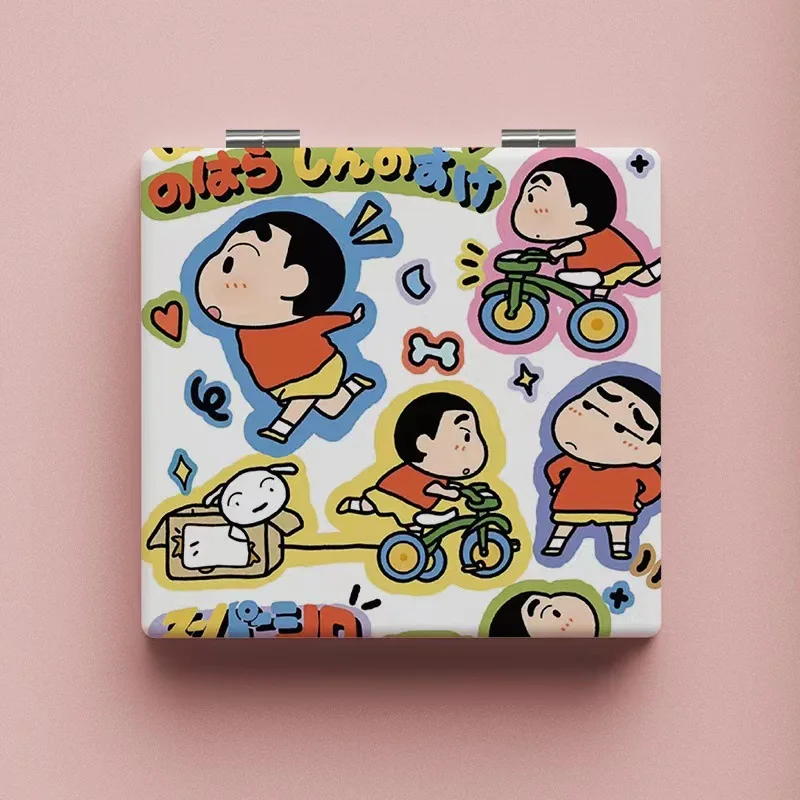 New Crayon Shin Chan Portable Folding Mirror Double Sided Small Mirror High Sense Of High Value Makeup Students Cute Cartoon