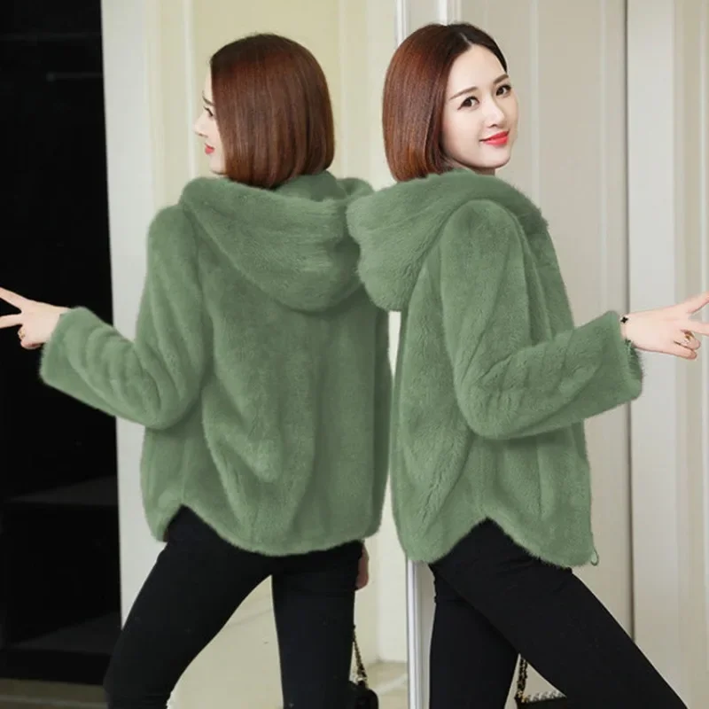 New Plush Thickened Hoodies Double-sided Coral Velvet Winter Loose Hooded Warm Sweatshirts for Women\'s Zippered Lamb Wool Jacket