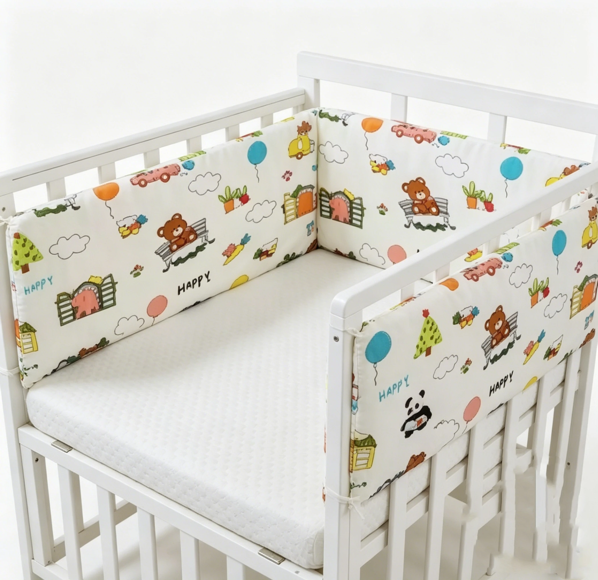 Reusable Washable Cartoon Baby Crib Bumper, Soft Anti-Collision Nursery Bed Rail Cover for Toddler Crib Safety