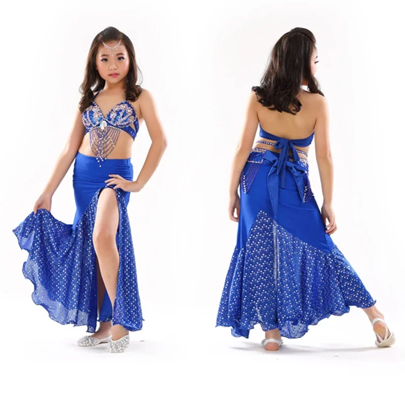 2018 Kinderen Buikdansen Kleding 3 stuk Oosterse Outfit Meisjes Buikdans Kostuum Set Bh, riem, Rok Slanke Rokken Kinderen # 802