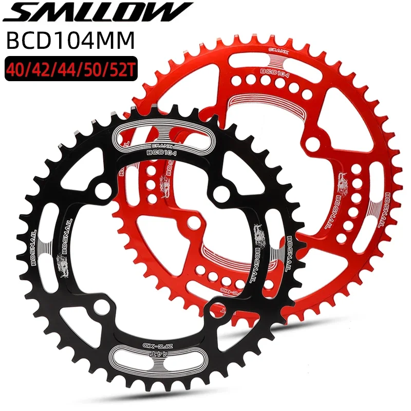 Bicycle Crank 104BCD Round Shape Narrow Wide 40T/42T/50T/52T MTB Chainring Bicycle Chainwheel Bike Circle Crankset Single Plate