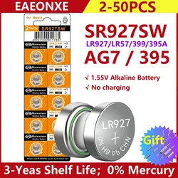 Batería alcalina AG7 de alta capacidad, pila de botón de 10-50 piezas, 1,55 V, LR927, LR57, SR927W, 399, GR927, G7