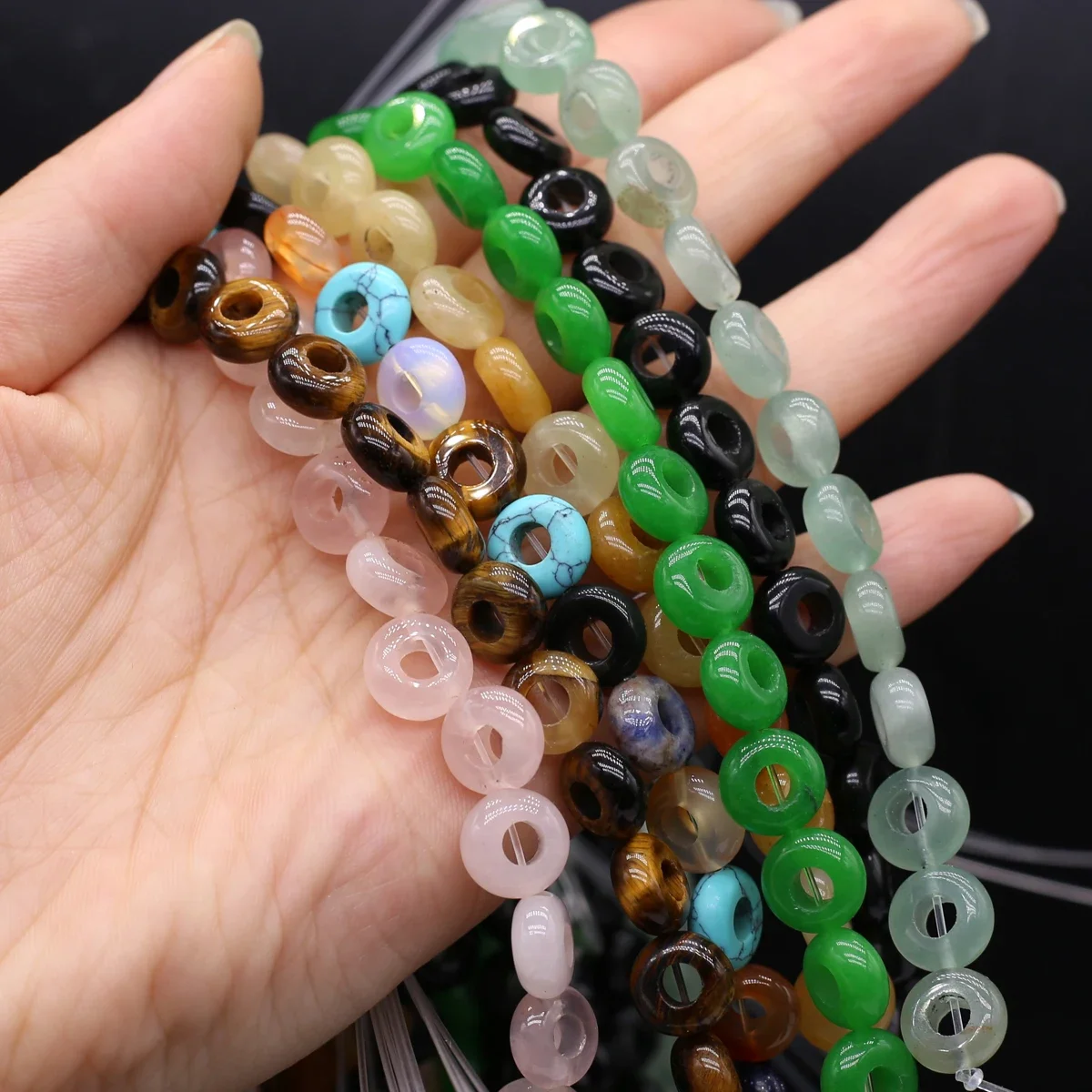 Circular Natural Stone Large Holes Loose Spacing Bead 10x5mm Jewelry Making DIY Necklace Bracelet Earring Accessories Gifts