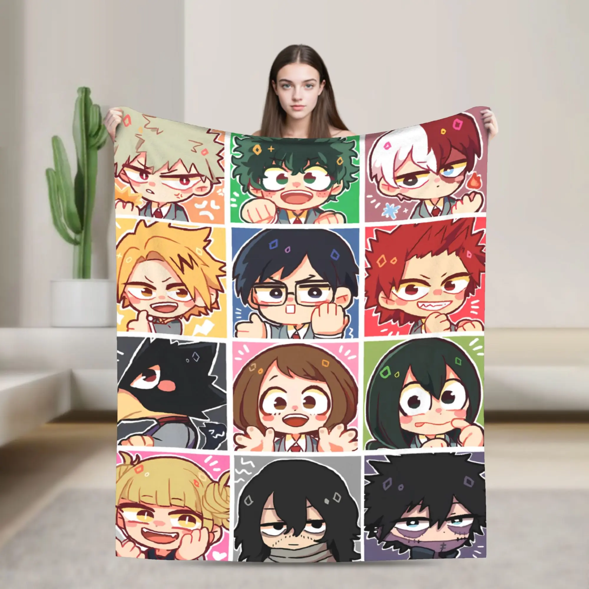 MHA Class Grid Characters Blanket Quality Super Soft My Hero Academia Throw Blanket Winter Child Couch Chair Sofa Bed Bedspread