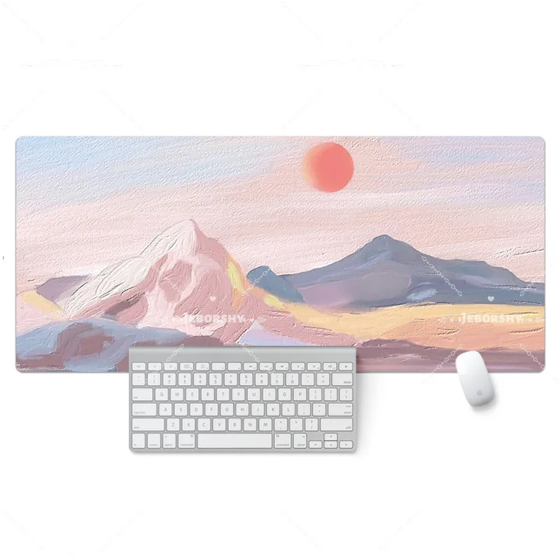 XXL Artistic Mouse Pad, Oil Painting Desk Mat, Extended Keyboard Pad with Stitched Edges, Non-Slip Base for Laptop Office