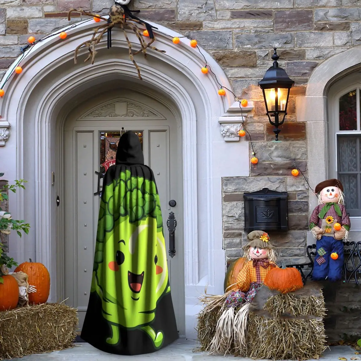 لطيف ملون Kawaii البروكلي الرقص طويل مقنعين عباءة الساحرة القرون الوسطى زي تأثيري كيب هالوين مصاص دماء الكبار للجنسين