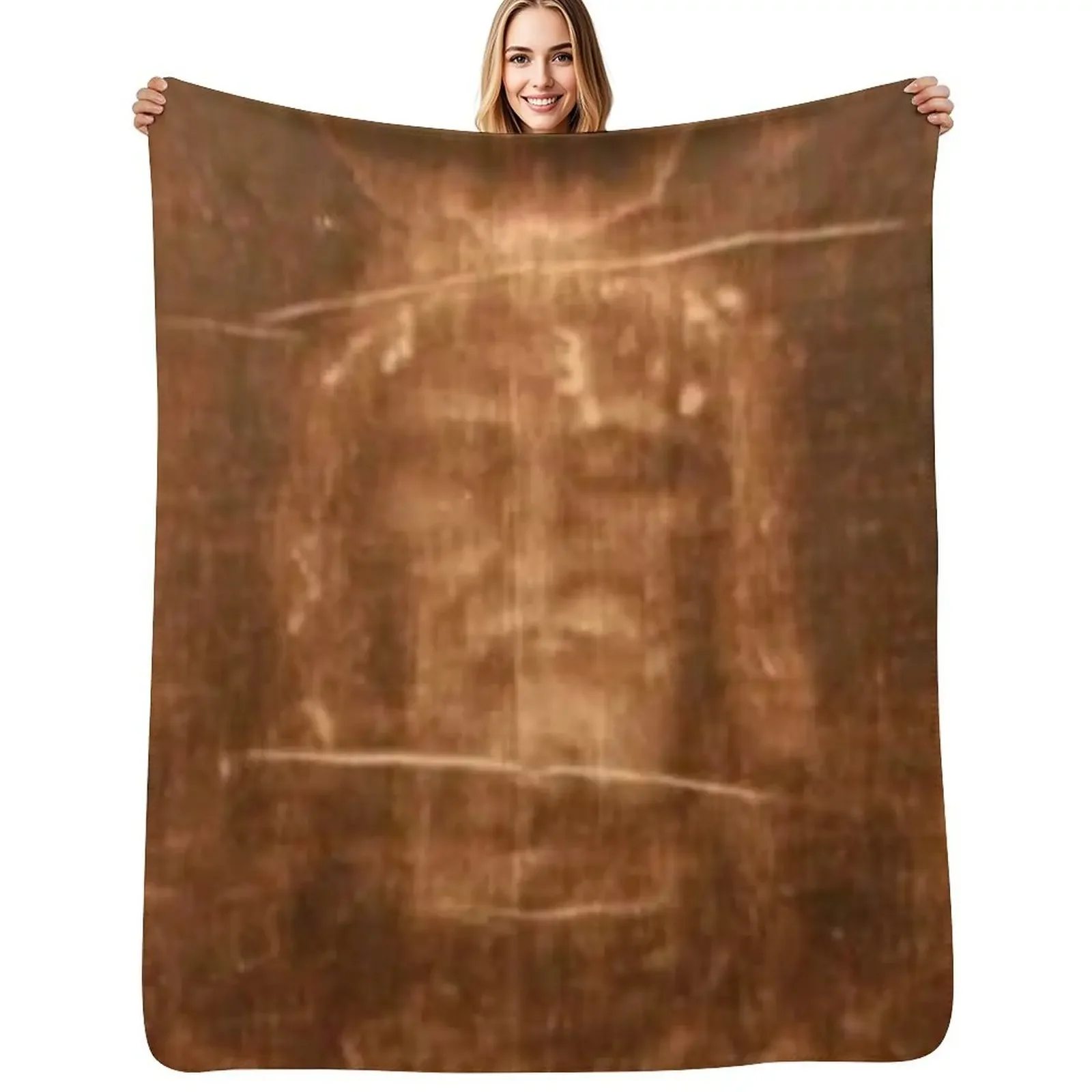 

Shroud of Turin, Jesus Christ Throw Blanket Nap funny gift Plaid on the sofa Blanket