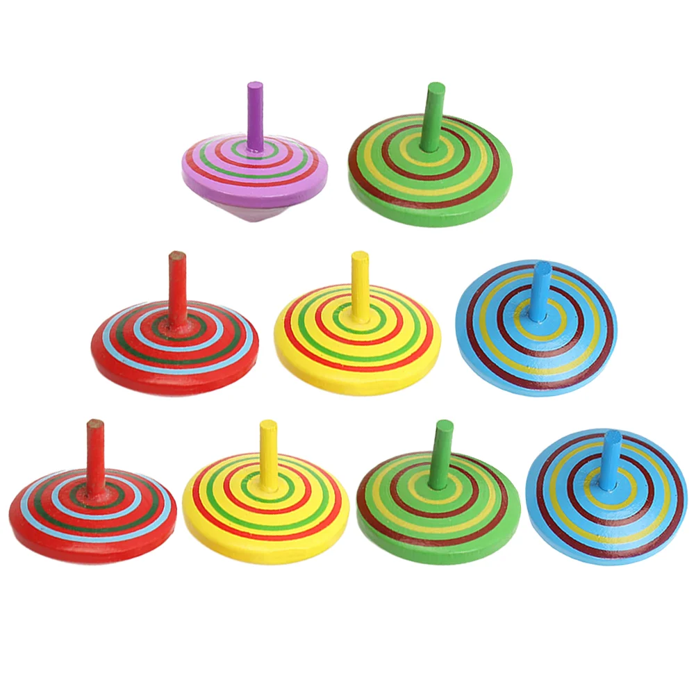 

9 Pcs Toy Spinning Top Funny Gyro Wear-resistant Kids Wooden Children Supply Interesting Portable