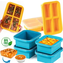 Silicone Freezer Trays with Lid Large Ice Cube Mold Perfect Freezing,Storing Soups, Foods, Stews, Dips or Sauces Storage Release